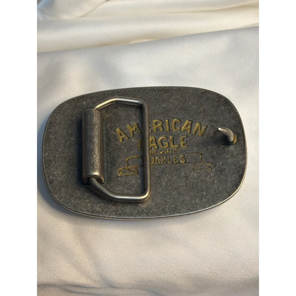 Vintage American Eagle Buckles Embroidered Leather Inlay Western Belt Buckle
